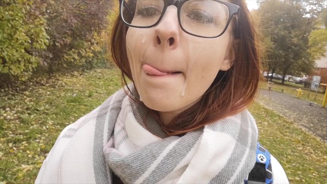Sperm On Face Outdoor Public Walk